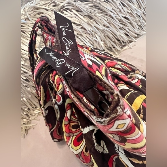 Issues VERA BRADLEY Morgan Shoulder Bag Handles Brown Orange Pink Floral Zipper - Picture 3 of 10